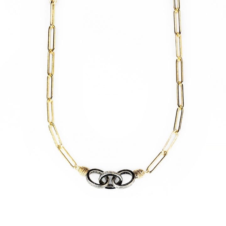 Pave Diamond Chain Link Staple Necklace