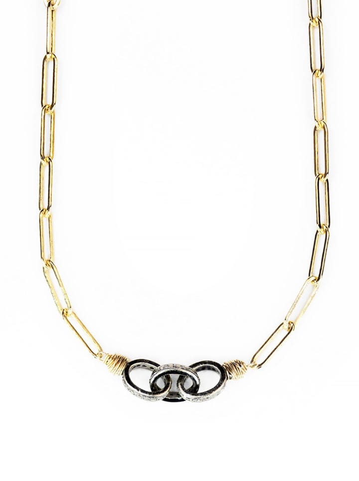 Pave Diamond Chain Link Staple Necklace