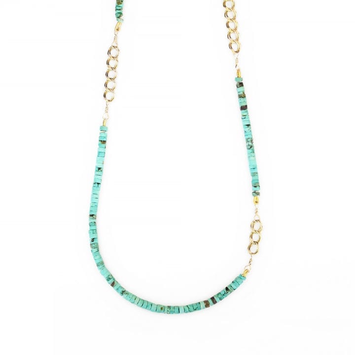Turquoise strung curb short necklace