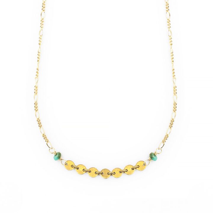 Turquoise Disc and Figaro Necklace