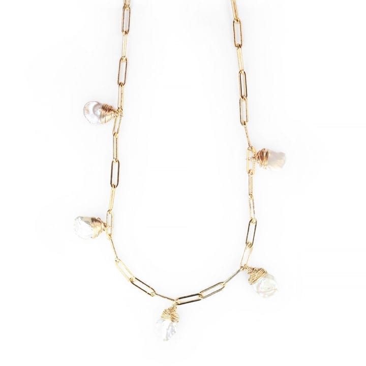 Petal Pearl Staple Mutli Drop Necklace