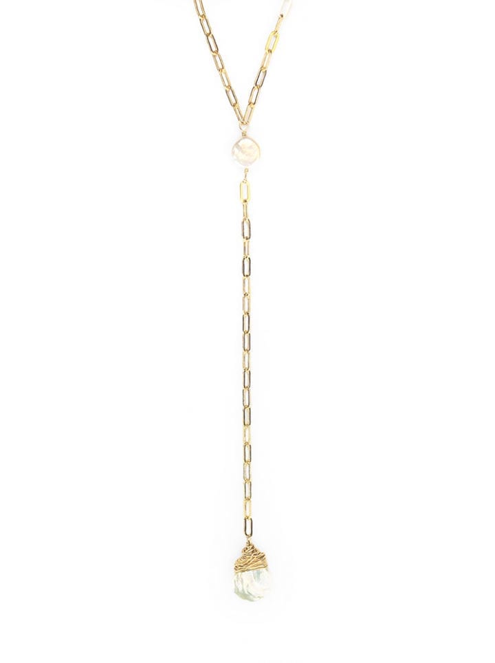 Petal Pearl Staple Y Necklace