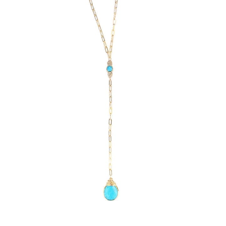 Turquoise staple y necklace