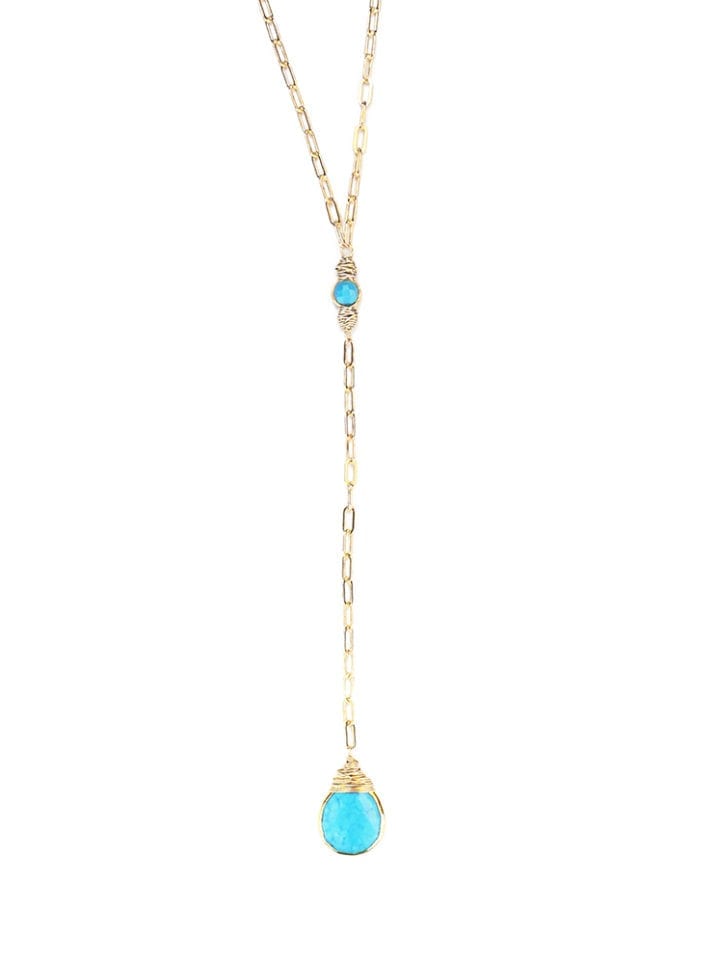 Turquoise staple y necklace