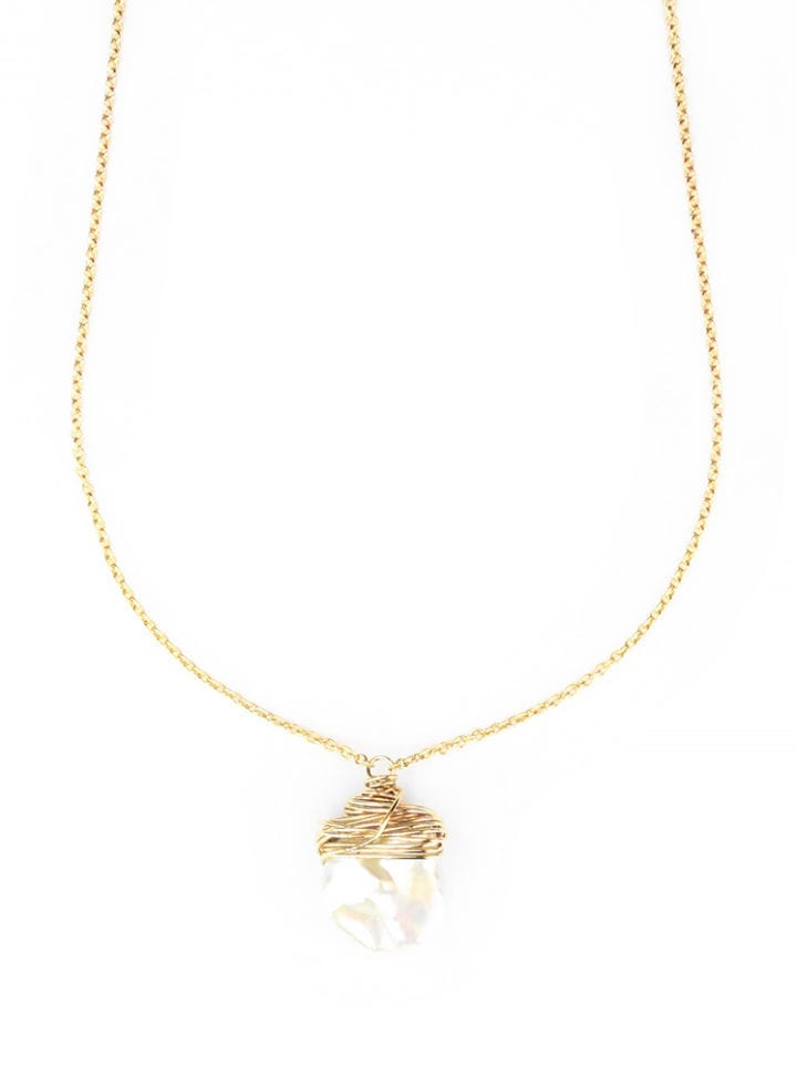 Petal Pearl Wrapped Delicate Necklace