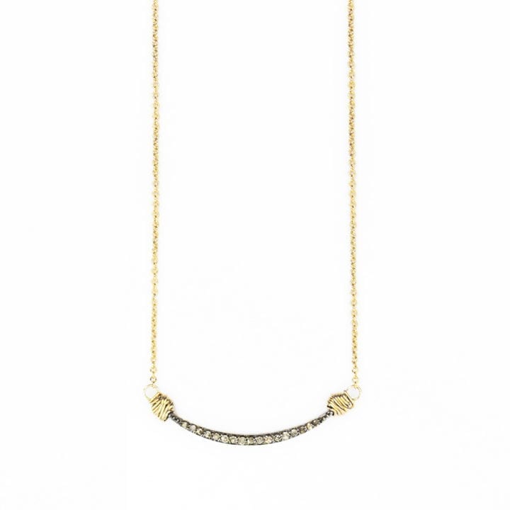 Pave Diamond Sterling Silver U Delicate Necklace