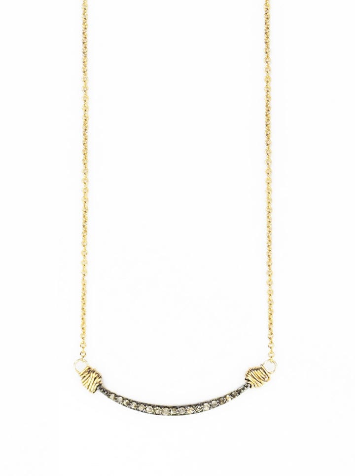 Pave Diamond Sterling Silver U Delicate Necklace