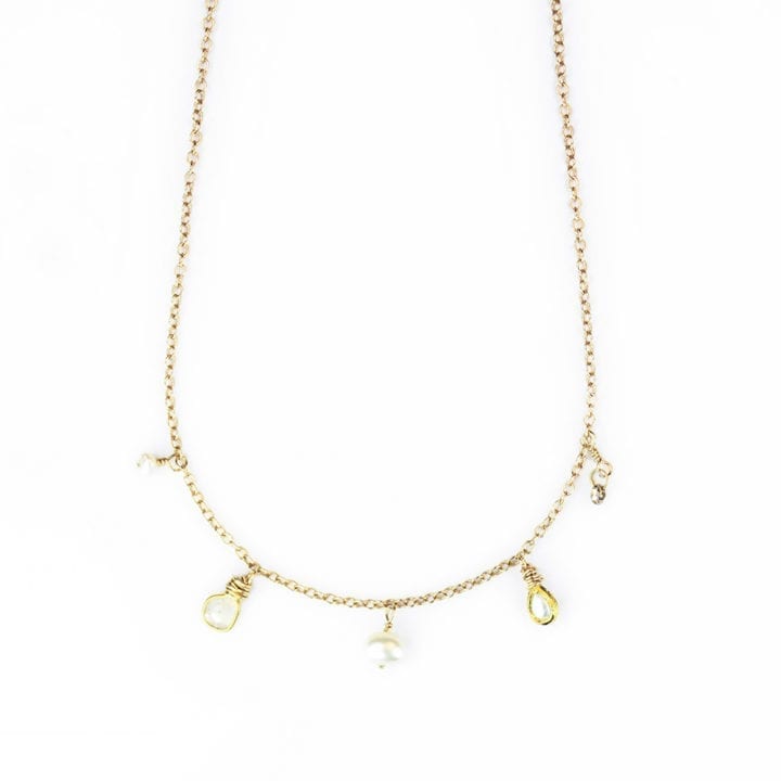 Pearl Diamond Multi Drop Necklace