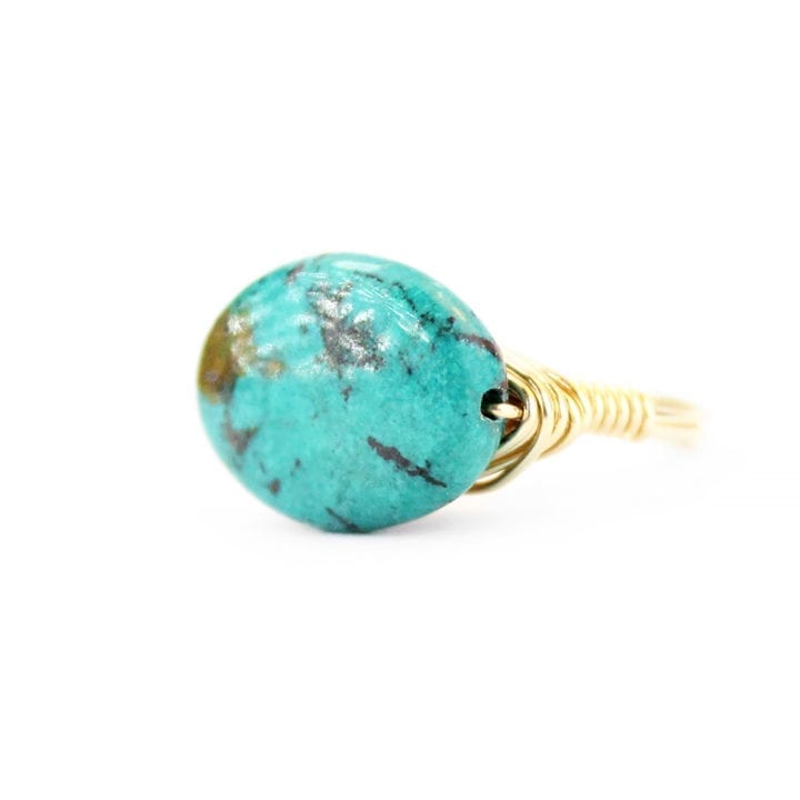 Green Turquoise Hand Wrapped Ring