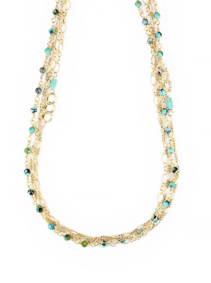 Green Turquoise Mixed Chain Necklace