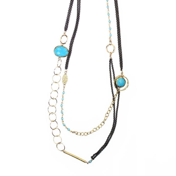 Turquoise TL Mixed Chain Long Necklace