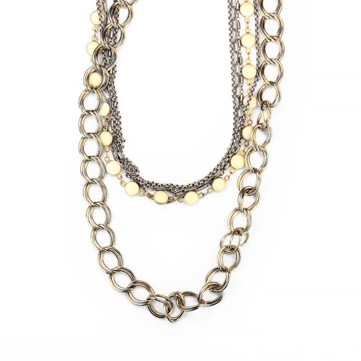 CN845 Ivory Enamel 4 in one mixed chain necklace