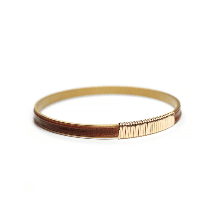 Saddle Smooth Leather Channel Bangle