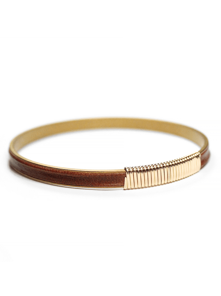 Saddle Smooth Leather Channel Bangle