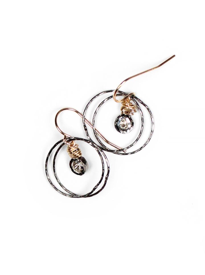 Rose Cut Diamond Stardust Halo Drop Earrings