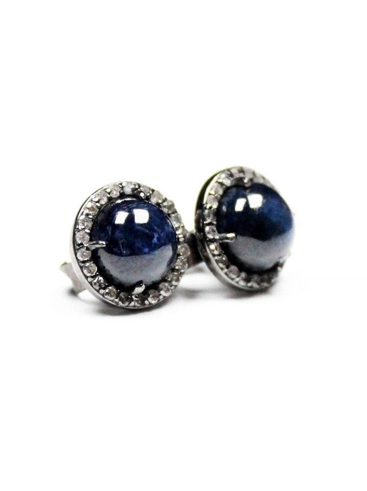 Sapphire Pave Round Studs