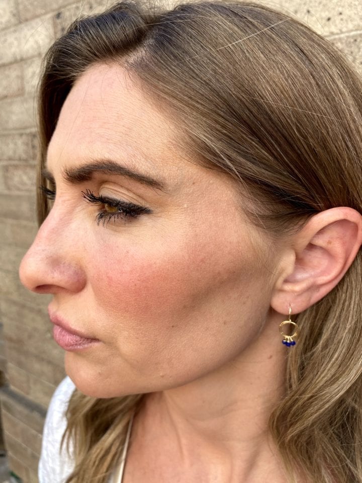 Lapis Rondelle Stardust Drop Earrings - Image 2