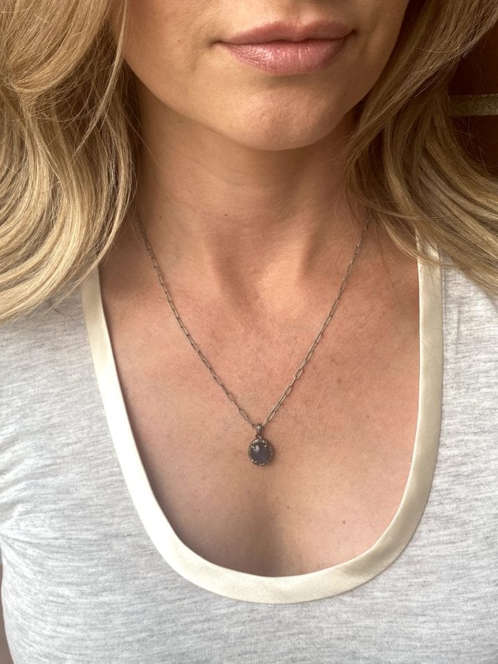 Sapphire Pave Diamond Paperclip Necklace