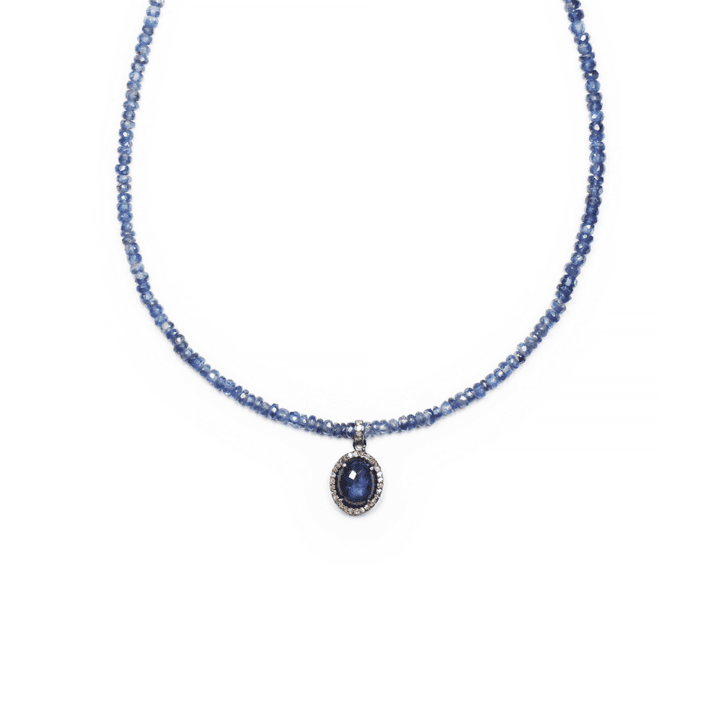 Kyanite Sapphire Pave Diamond Strung Choker