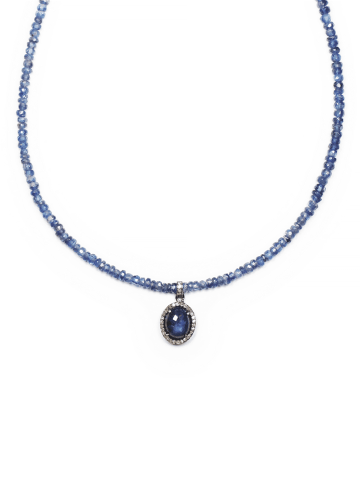 Kyanite Sapphire Pave Diamond Strung Choker