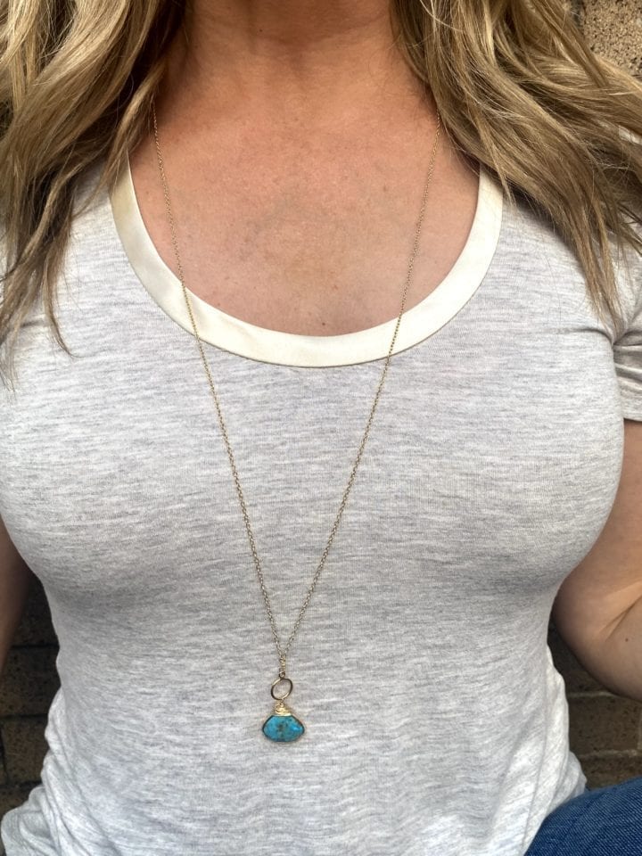 Green Turquoise Precious Metal Double Strand Toggle Necklace - Image 3