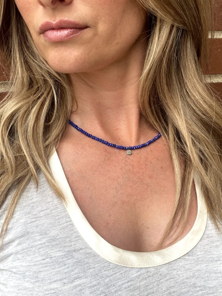 Pave Diamond Lapis Strung Choker