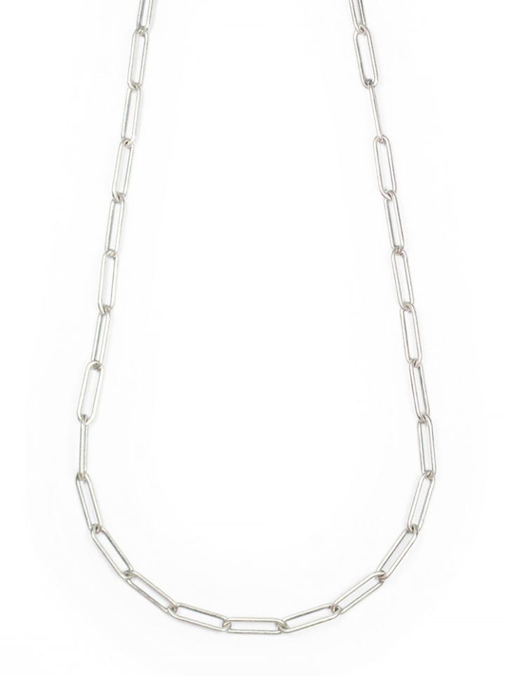 Large Paperclip Signature Necklace - Oxi Silver