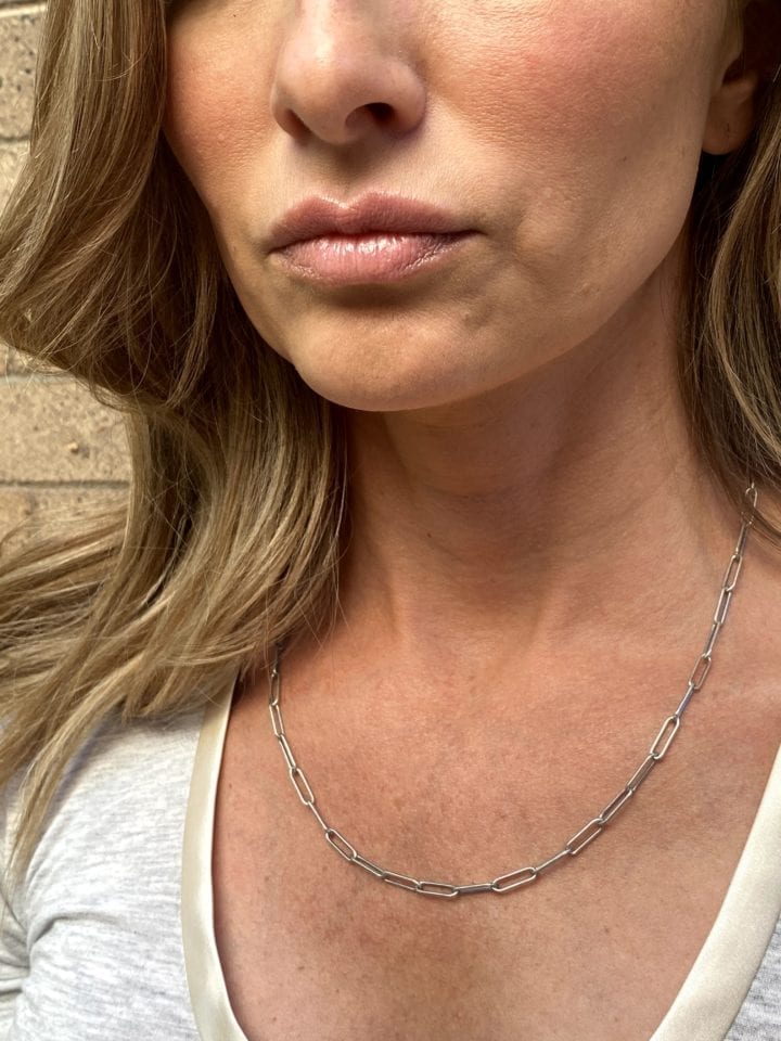 Oxidized Silver Large Paperclip Signature Necklace - Image 2