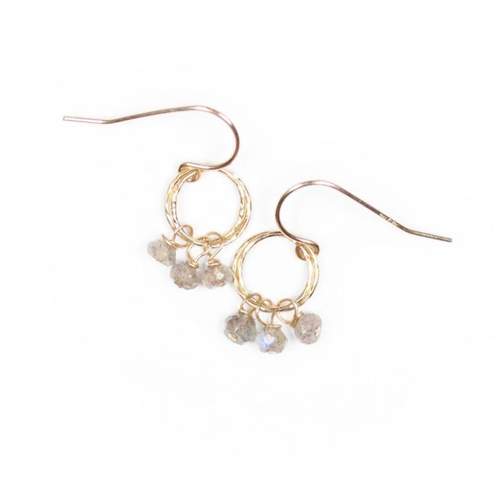 Labradorite Stardust Handcrafted Drop 14k gold filled earrings. Bloom Jewelry