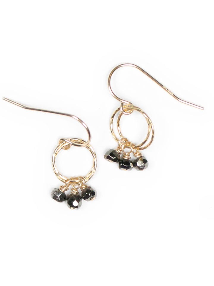 Pyrite Stardust Handcrafted Drop 14k gold filled earrings. Bloom Jewelry