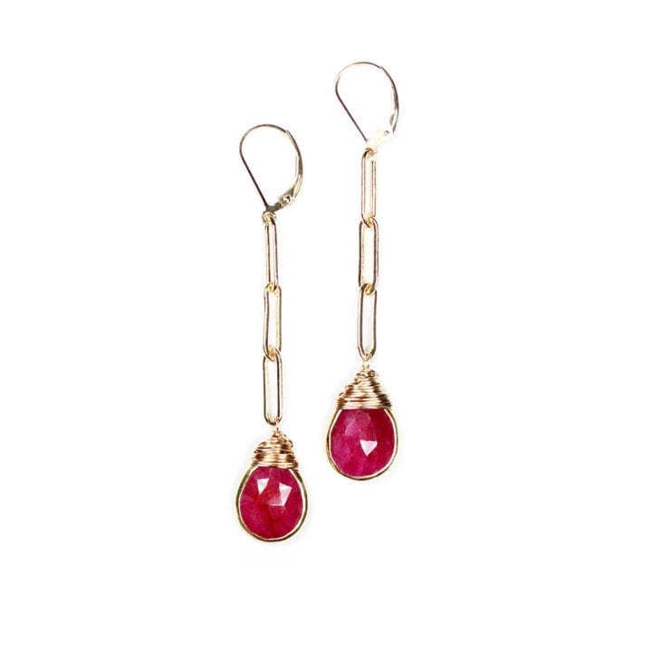 Ruby Linear Paperclip Earrings