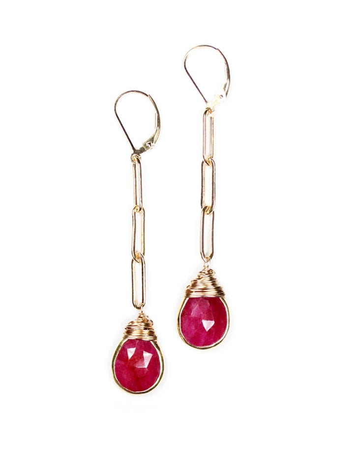 Ruby Linear Paperclip Earrings