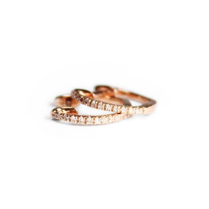 Pave Diamond Rose Gold Huggies