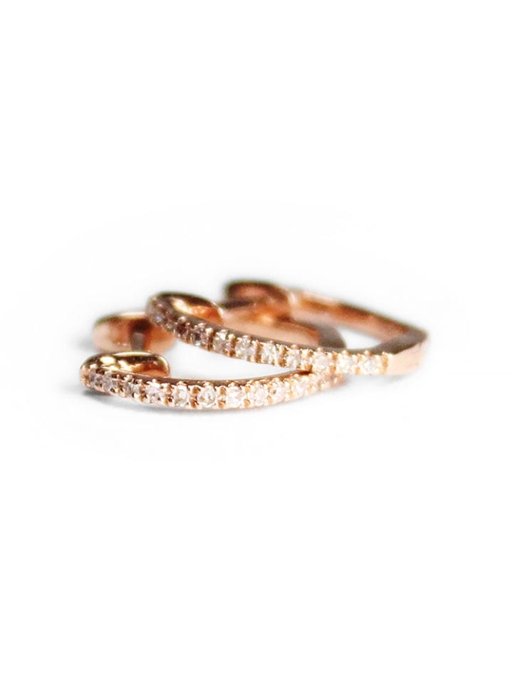 Pave Diamond Rose Gold Huggies