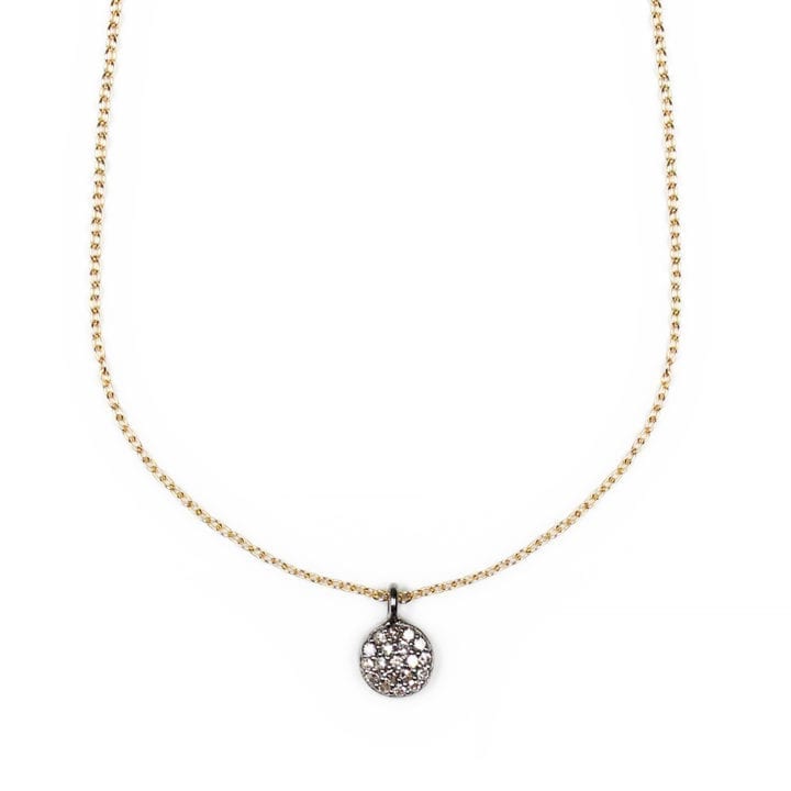 Pave Diamond Coin Delicate Necklace