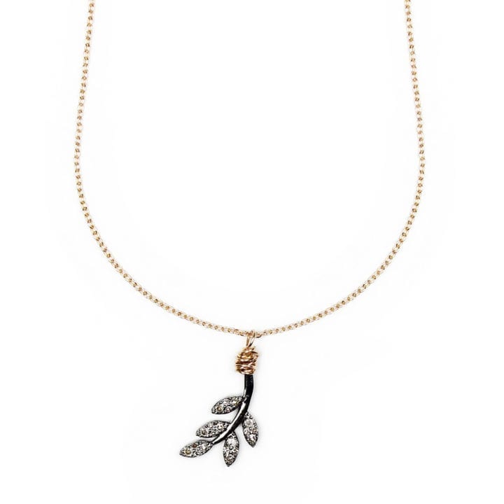 Pave Diamond Branch Delicate Necklace