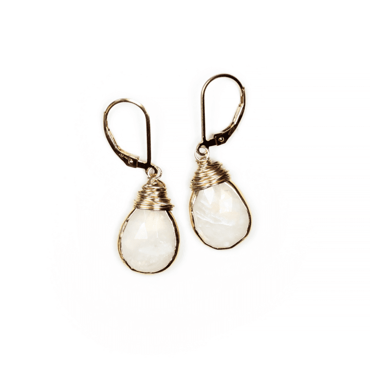 Lightweight White Moonstone Drop Earrings | Bloom Jewelry Handcrafted June Birthstone Jewelry