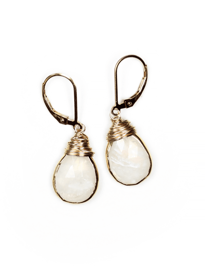 Lightweight White Moonstone Drop Earrings | Bloom Jewelry Handcrafted June Birthstone Jewelry