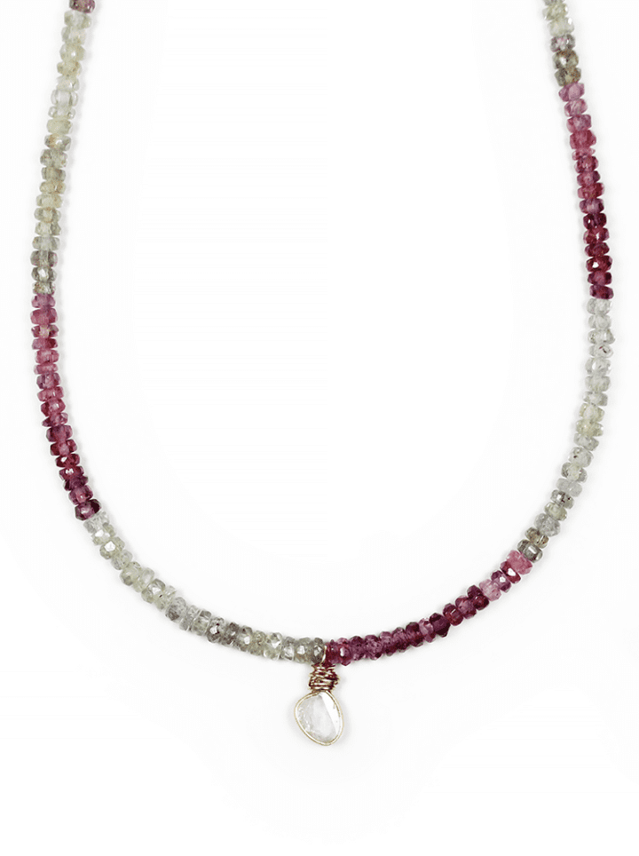 pink green sapphire diamond slice strung choker - bloom jewelry