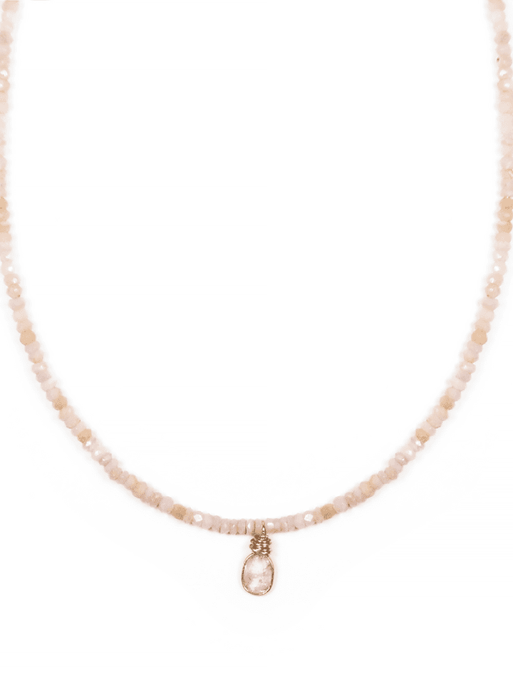 Pink Opal Diamond Slice Strung Choker Necklace - Bloom Jewelry Diamond Choker