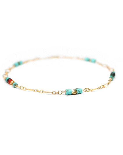 Turquoise Rainbow Filigree Chain Anklet | Bloom Jewelry handcrafted anklet