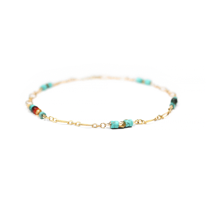 Turquoise Rainbow Filigree Chain Anklet | Bloom Jewelry handcrafted anklet