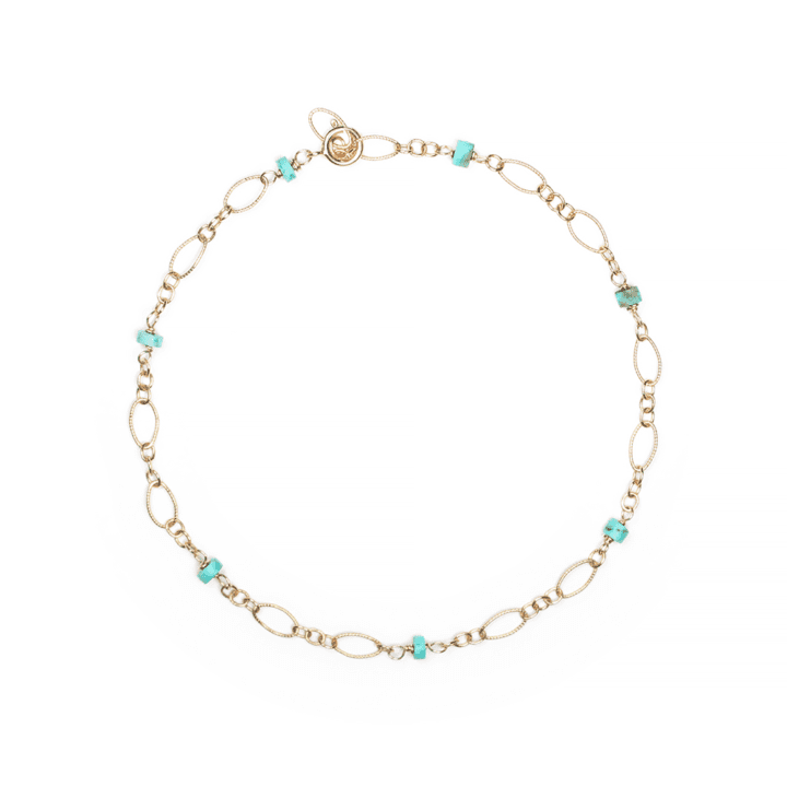 Green Turquoise & Gold Filigree Anklet