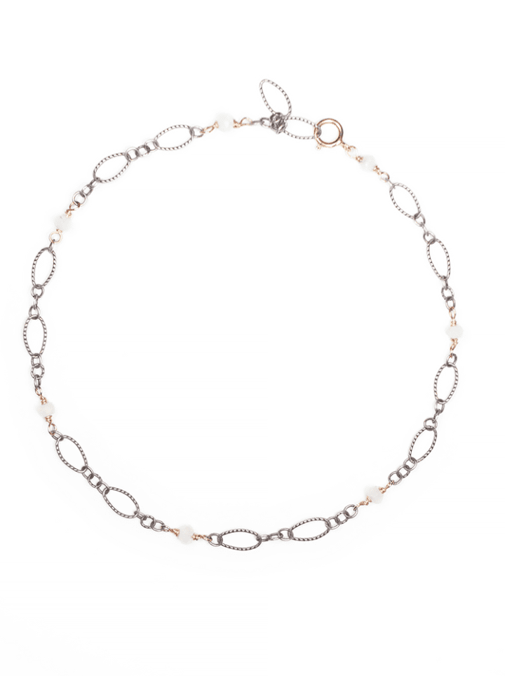 White Moonstone silver Filigree Anklet | handcrafted jewelry in Denver, co