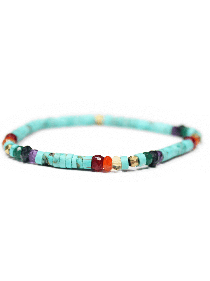 Rainbow Turquoise Stretch Bracelet | Bloom Over the Rainbow Collection