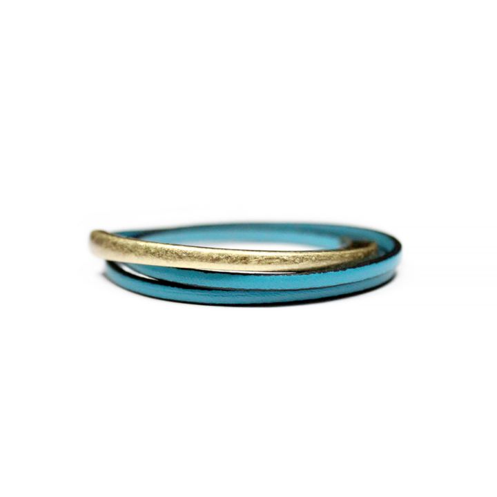 Turquoise Thin Leather Triple Wrap Magnetic Clasp Bracelet | Bloom Jewelry handcrafted in usa