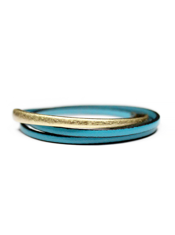 Turquoise Thin Leather Triple Wrap Magnetic Clasp Bracelet | Bloom Jewelry handcrafted in usa