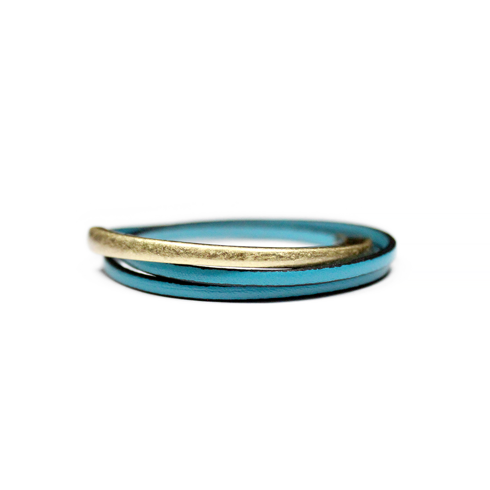 Turquoise Thin Triple Wrap Leather Cuff Bracelet - Bloom Jewelry