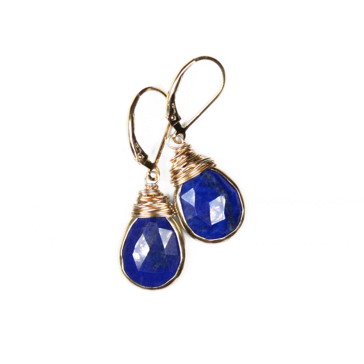 Lapis Tear Drop Earrings | Handcrafted Lapis Jewelry Bloom Jewelry