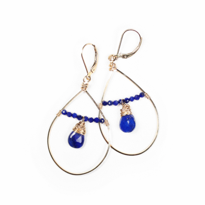 Lapis Gold Filled Bridge Halo Hoops | Handcrafted jewelry from Denver, CO